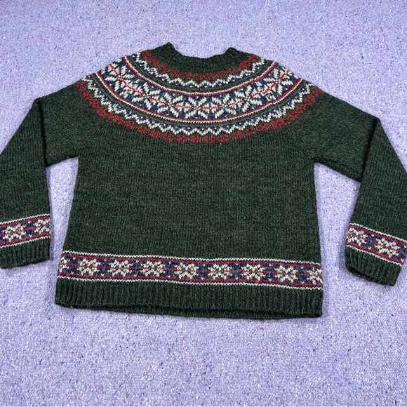 Croft & Barrow Fair Isle Green Patterned Knit Pullover Sweater Size Medium - Picture 6 of 8